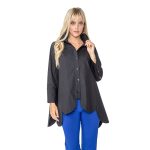 Scalloped Cotton Blouse in Black - 2585B-BK