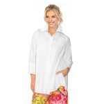 High-Low Cotton Blouse in White - 3758B-WT