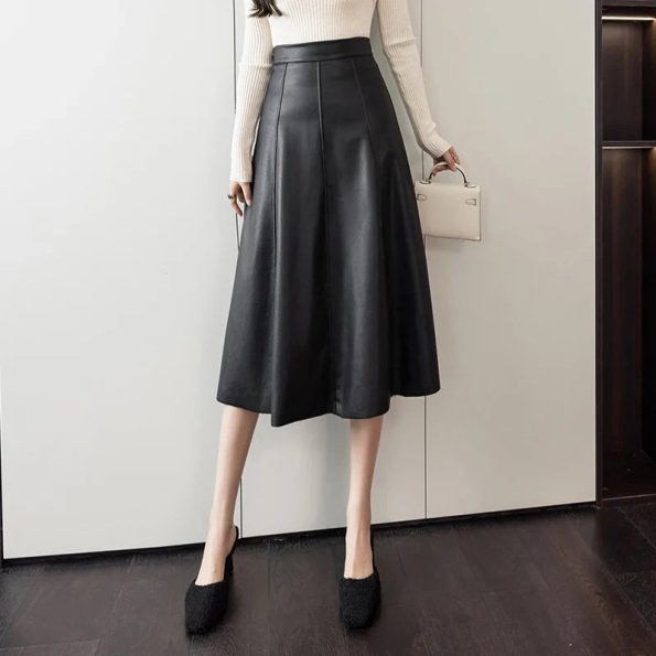 A-line-Leather-Splicing-High-Waist-Skirts-For-Women-Office-Elegant-Mid-length-Skirt-Female-Autumn_b4647d91-2559-4afe-8af1-88d06aca3a5f