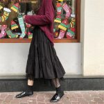 Long-Tulle-Midi-Skirts-Womens-2023-Autumn-Elastic-High-Waist-Mesh-Tutu-Pleated-Skirts-Female-Black