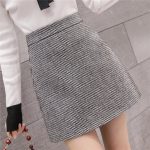 New-Fashion-Plaid-A-Line-Mini-Skirt-Women-Autumn-Winter-High-Waist-Woolen-Skirt-Female-Casual