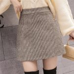 New-Fashion-Plaid-A-Line-Mini-Skirt-Women-Autumn-Winter-High-Waist-Woolen-Skirt-Female-Casual