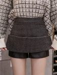 New-Fashion-Plaid-A-Line-Mini-Skirt-Women-Autumn-Winter-High-Waist-Woolen-Skirt-Female-Casual